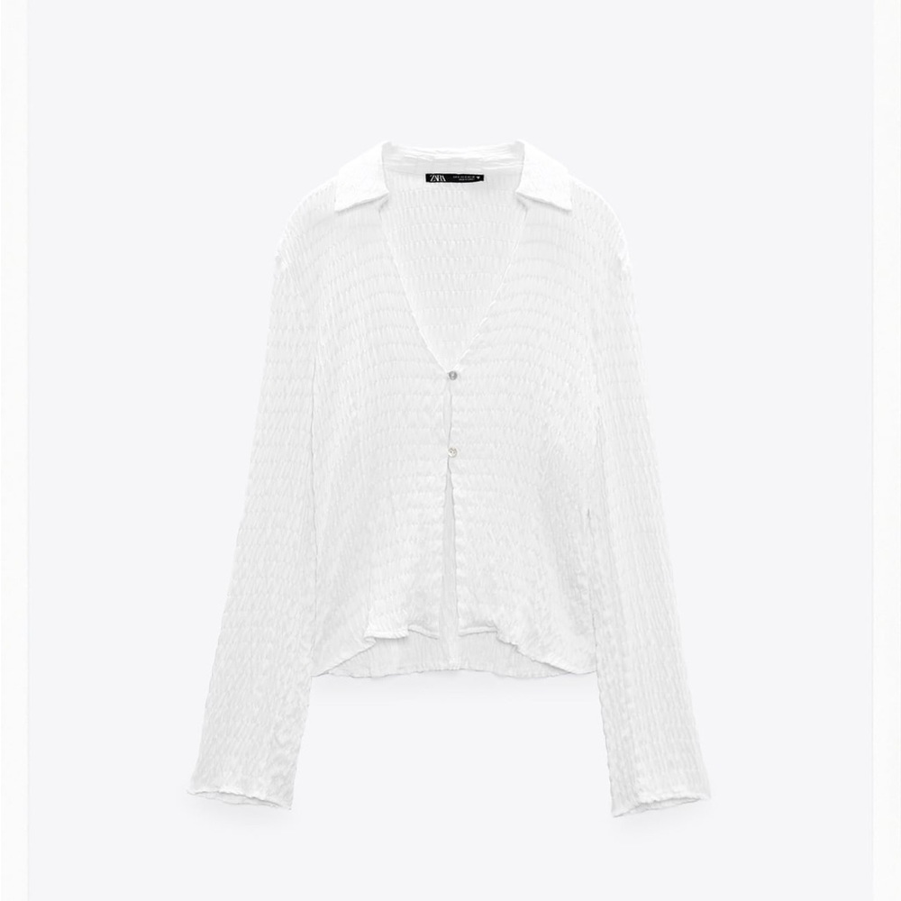 Zara white textured white shirt
